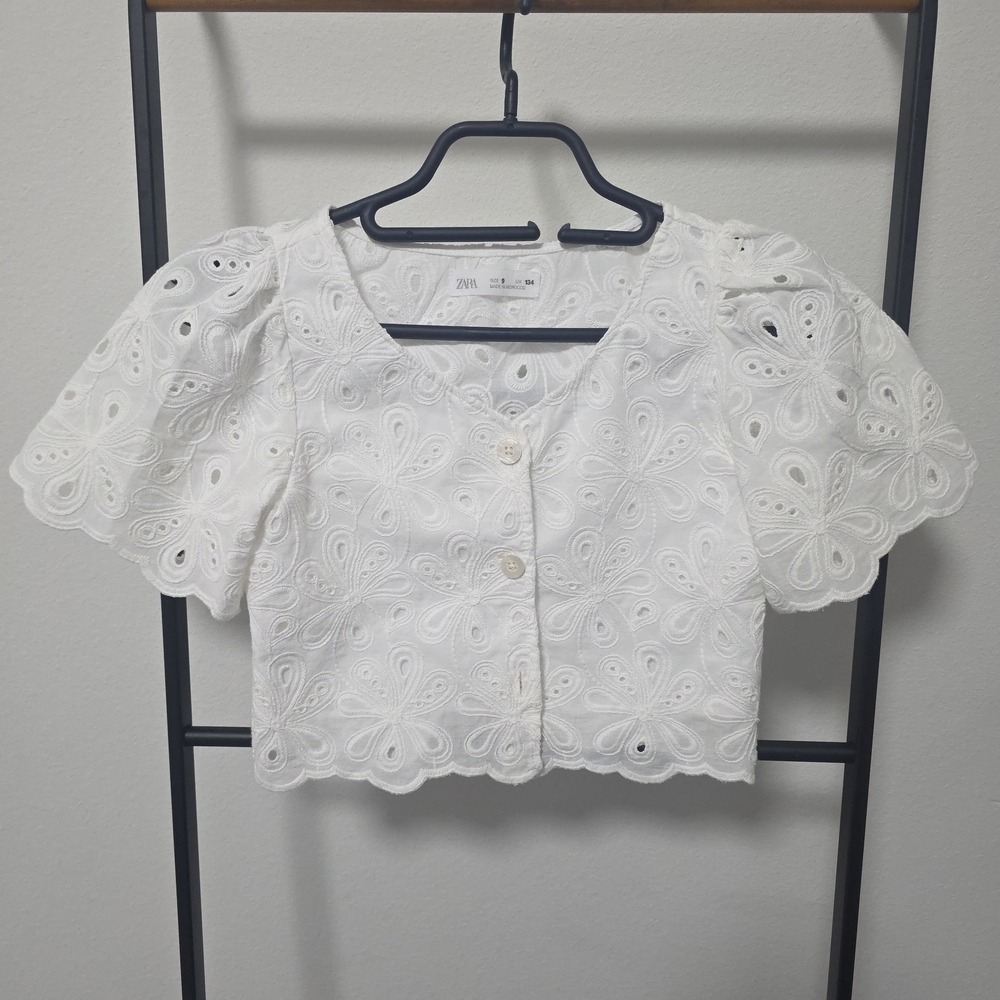 White Eyelet Lace  Cotton Cardigan